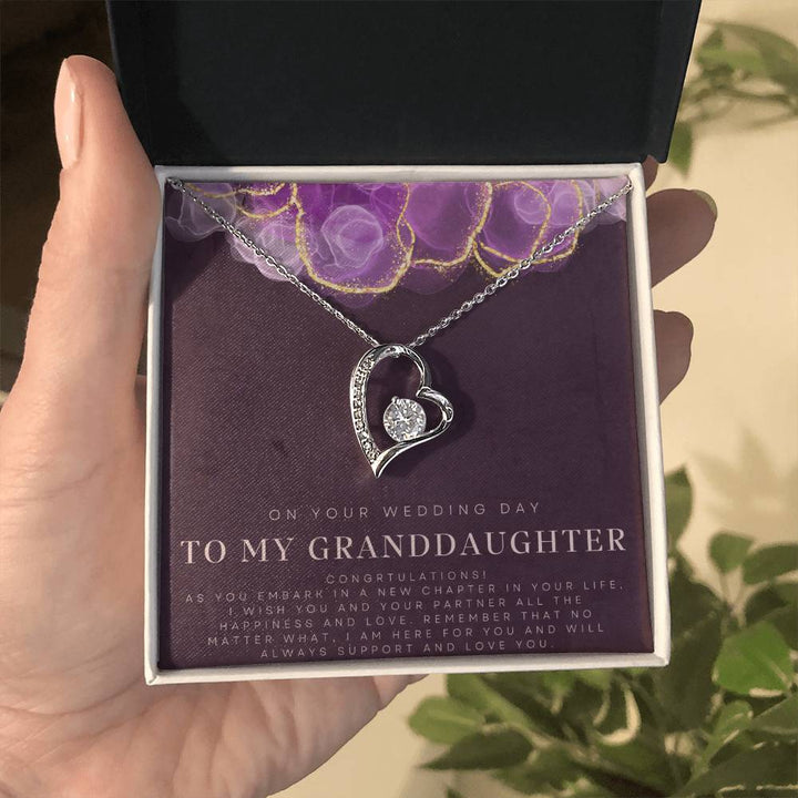 To My Granddaughter | On your wedding day, I wish you and your partner all the happiness and love - Forever Love Necklace