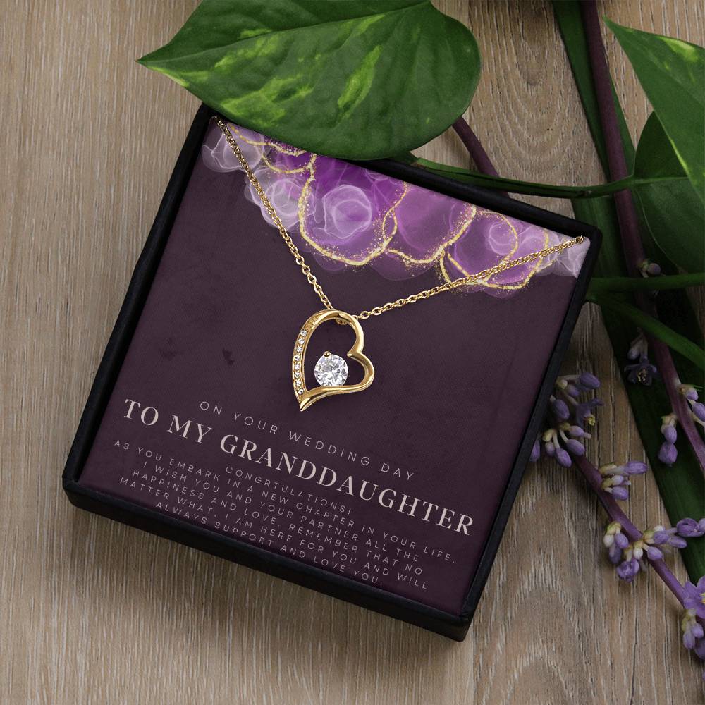 To My Granddaughter | On your wedding day, I wish you and your partner all the happiness and love - Forever Love Necklace