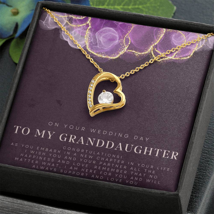 To My Granddaughter | On your wedding day, I wish you and your partner all the happiness and love - Forever Love Necklace