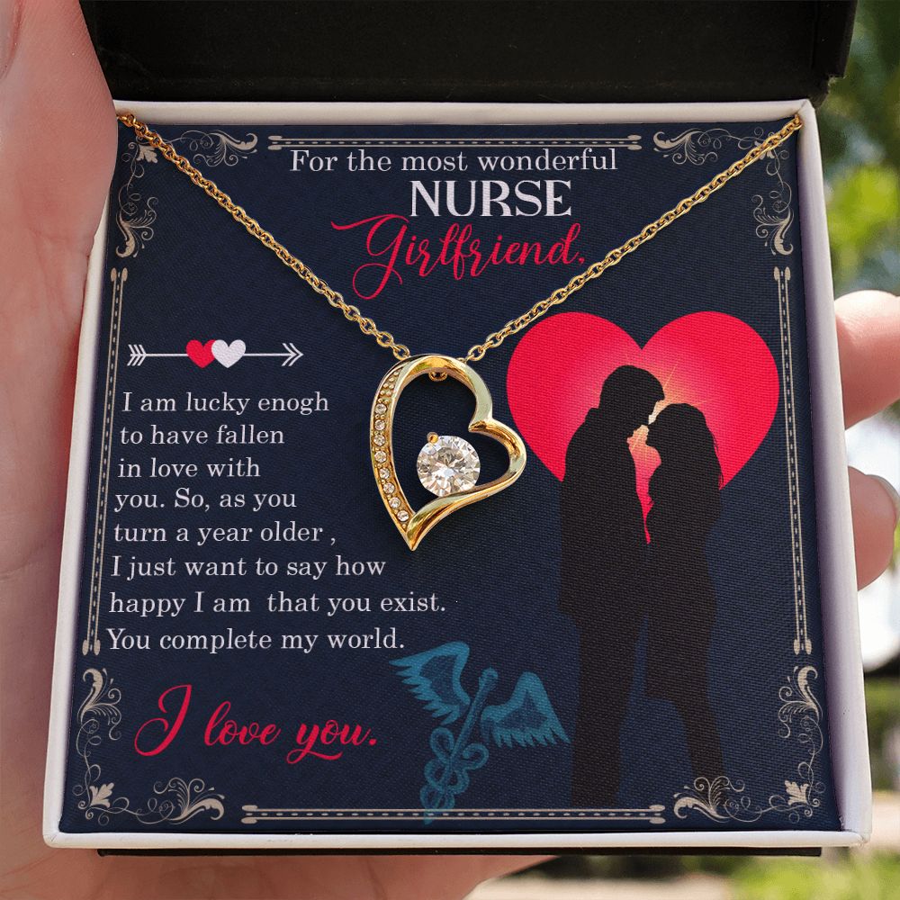 For the most wonderful Nurse Girlfriend | I am lucky enough to have fallen in love with you. - Forever Love Necklace