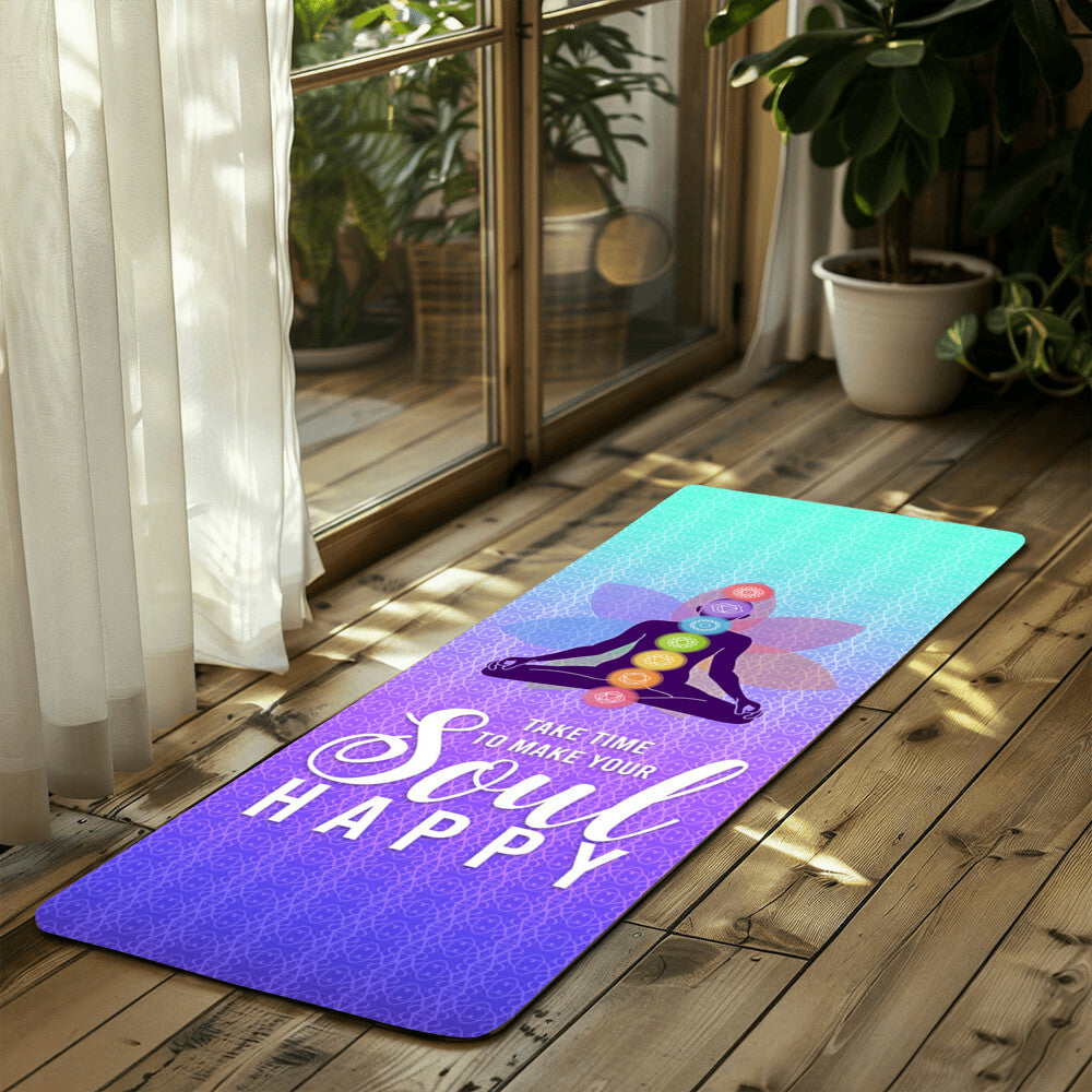 Take Time to Make Your Soul Happy - Rubber Yoga Mat