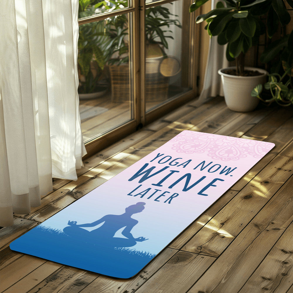 Yoga Now. Wine Later - Rubber Yoga Mat