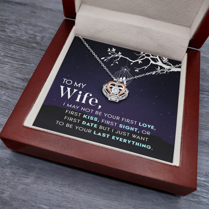 To My Wife | First Kiss, First Sight or First Date - Crown Pendant Necklace