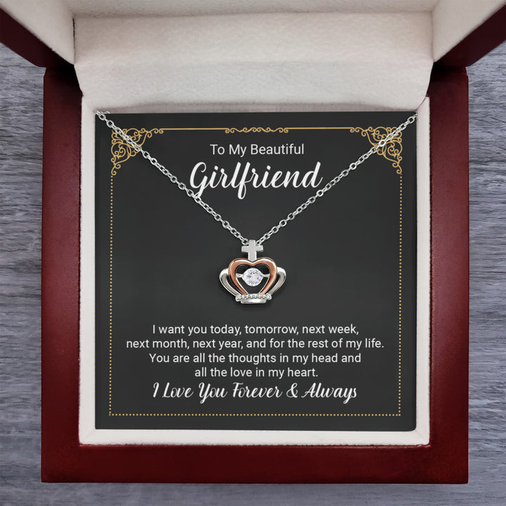 To My Beautiful Girlfriend | I love you forever and Always - Crown Pendant Necklace