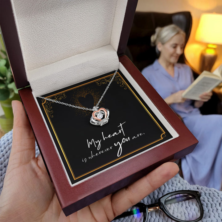 My heart is wherever you are - Crown Pendant Necklace