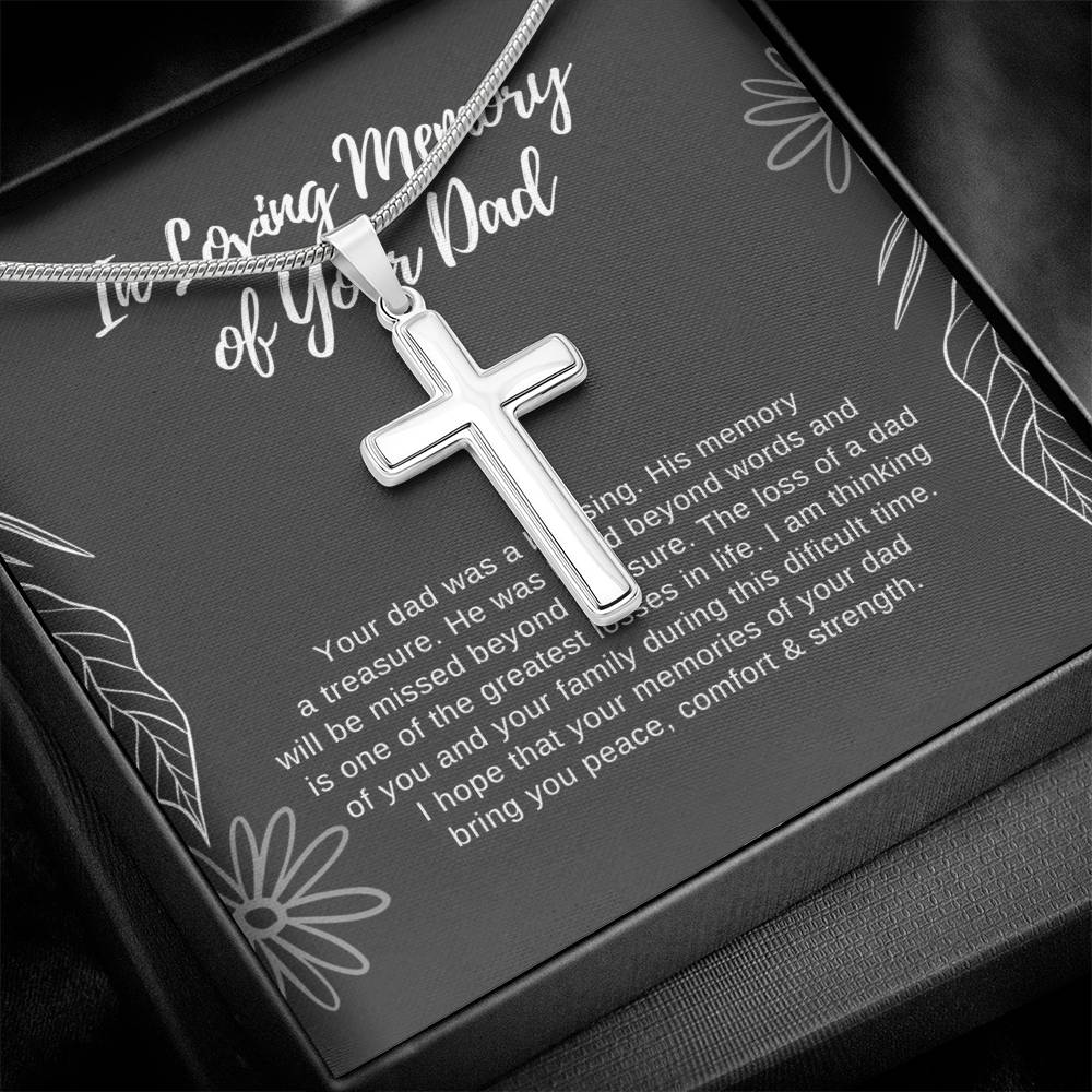 In Loving Memory of Your Dad | Your dad was a blessing. His memory a treasure. He was loved beyond words - Stainless Cross Necklace