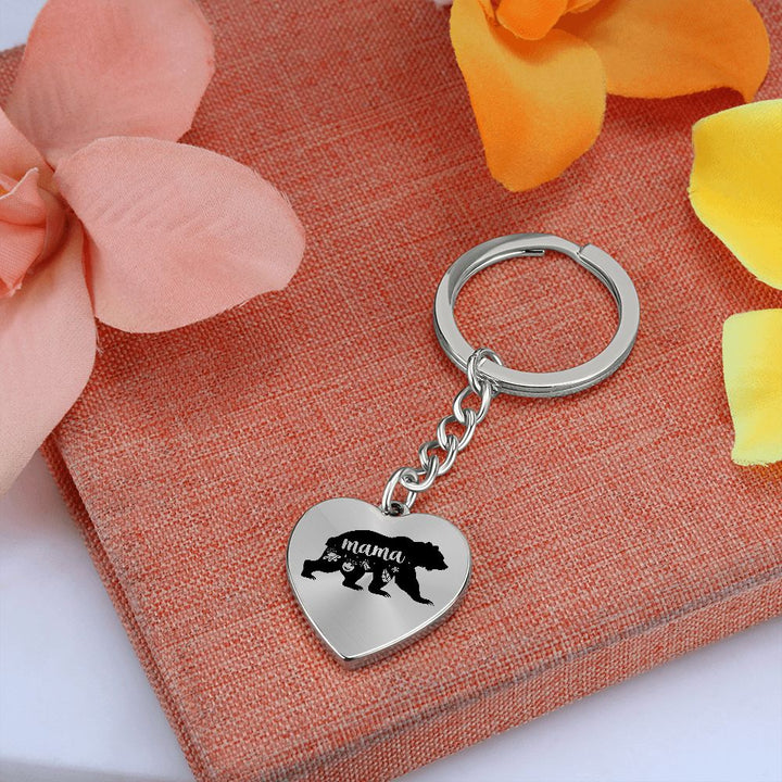 To Mama | Mama Bear - Heart Keychain