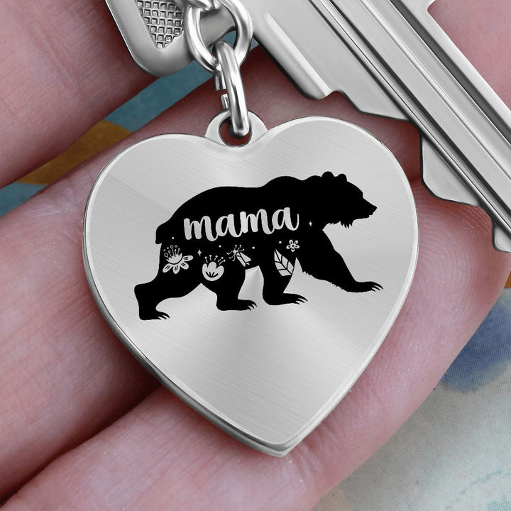 To Mama | Mama Bear - Heart Keychain