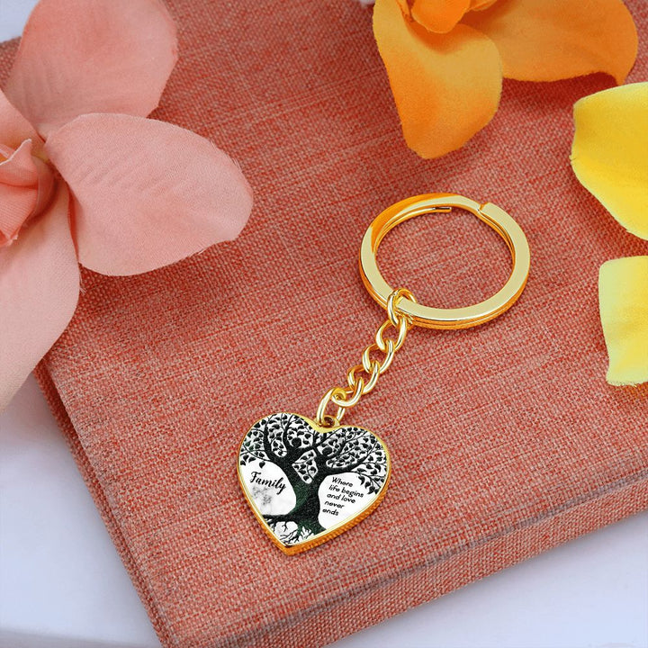 Family | Where life begins and love never ends - Heart Keychain