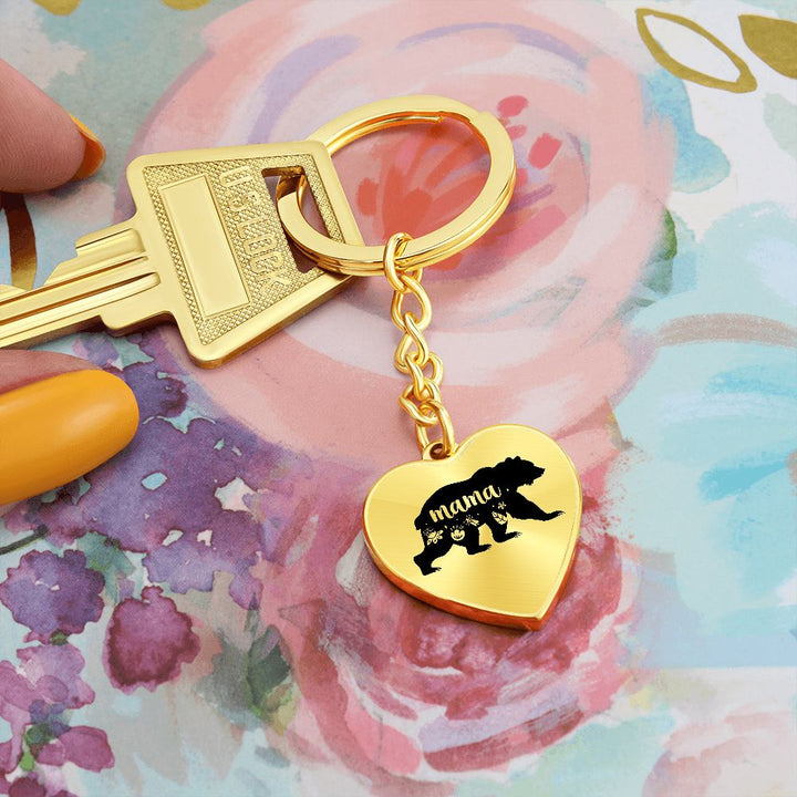 To Mama | Mama Bear - Heart Keychain