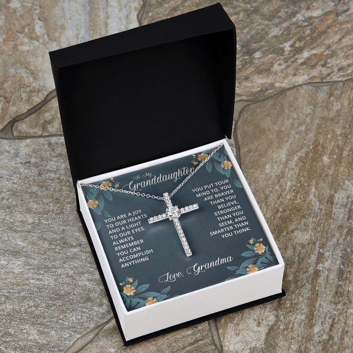 To My Granddaughter | You are a joy to our Heart - CZ Cross Necklace