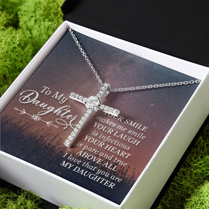 To My Daughter | Her Smile - CZ Cross Necklace