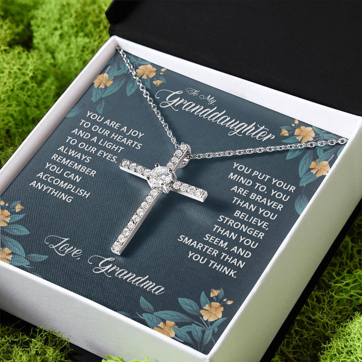 To My Granddaughter | You are a joy to our Heart - CZ Cross Necklace