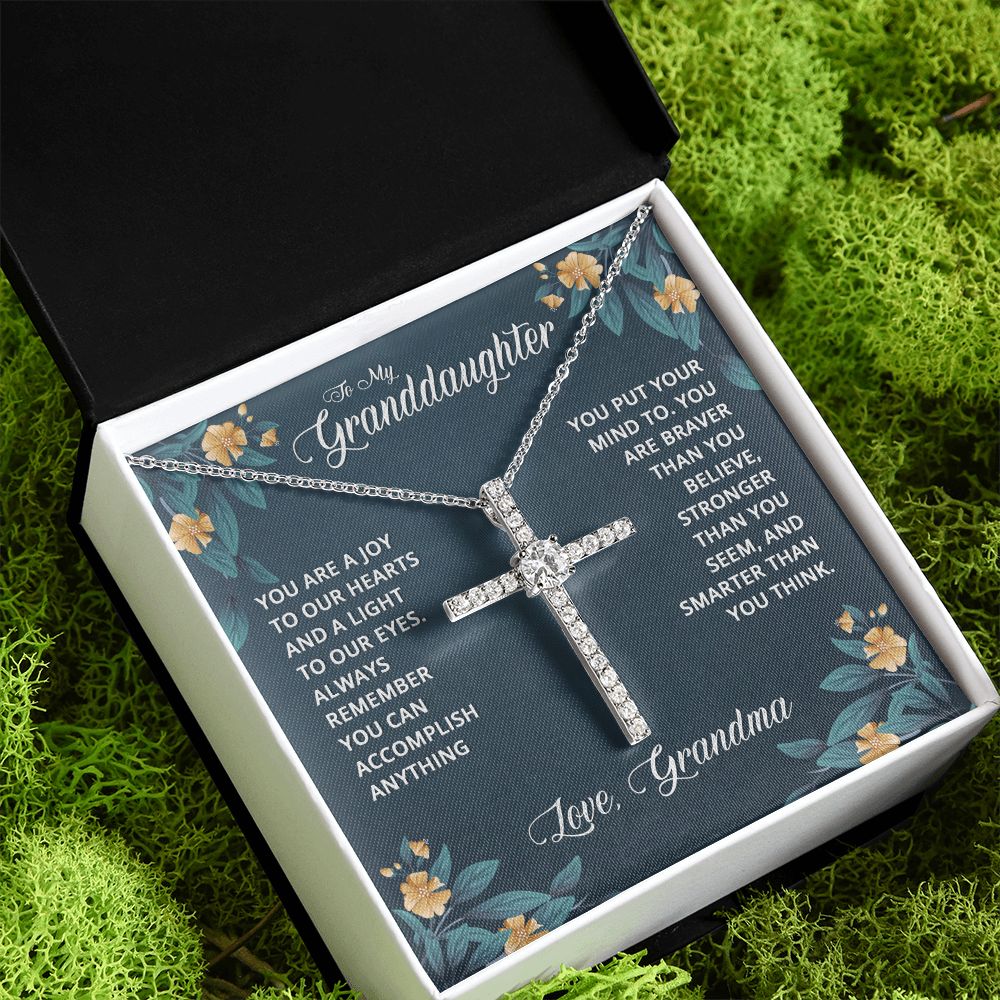 To My Granddaughter | You are a joy to our Heart - CZ Cross Necklace