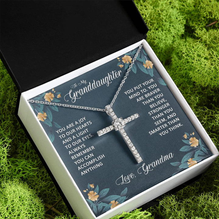 To My Granddaughter | You are a joy to our Heart - CZ Cross Necklace