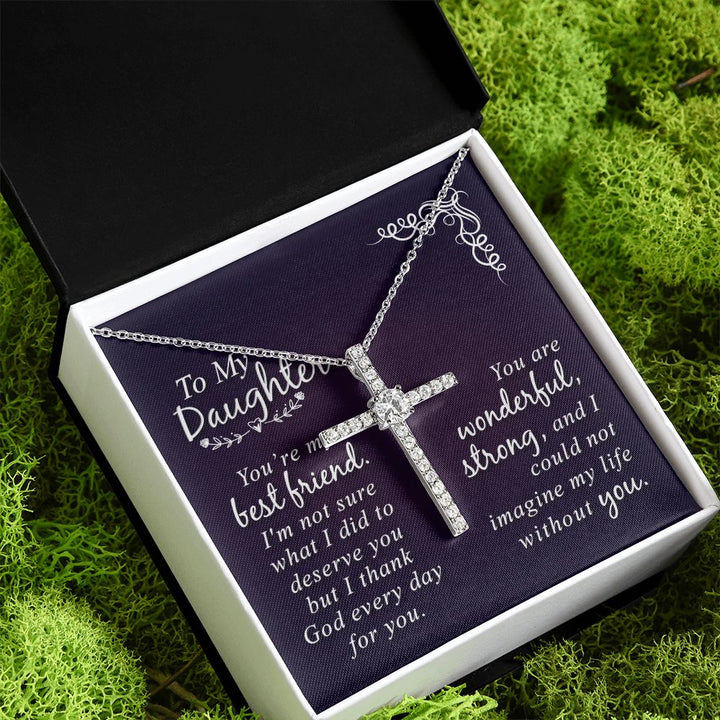 To My Daughter | You are my Best Friend - CZ Cross Necklace