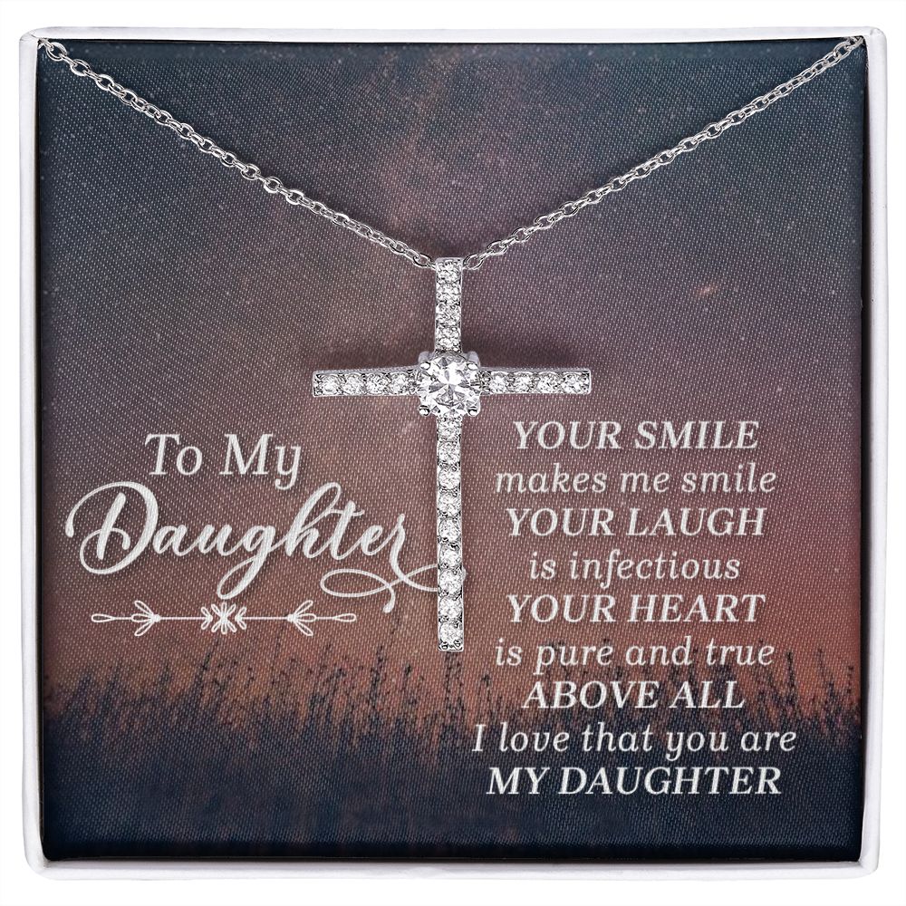To My Daughter | Her Smile - CZ Cross Necklace