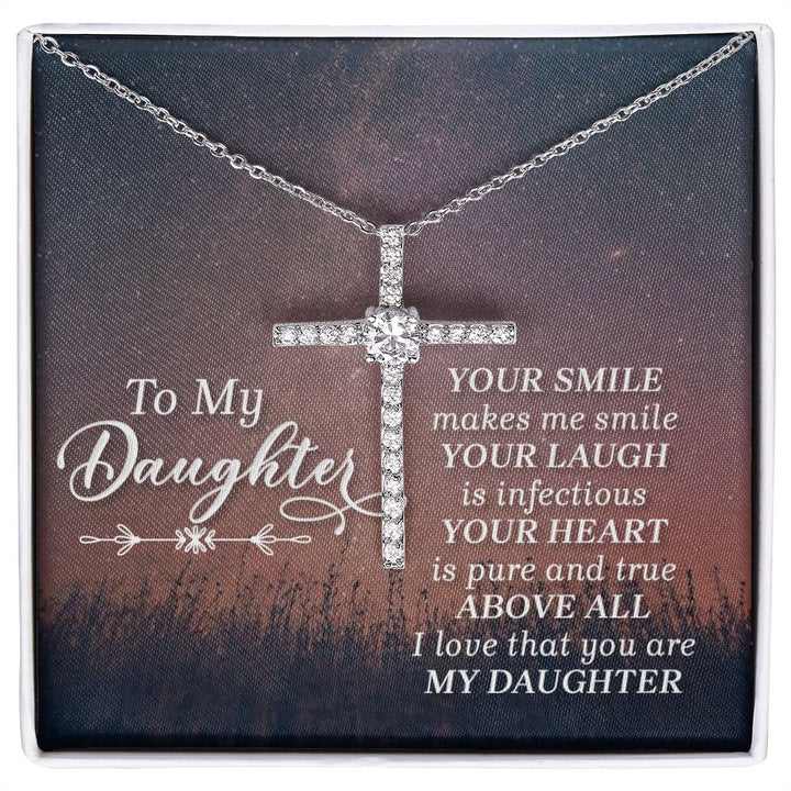 To My Daughter | Her Smile - CZ Cross Necklace