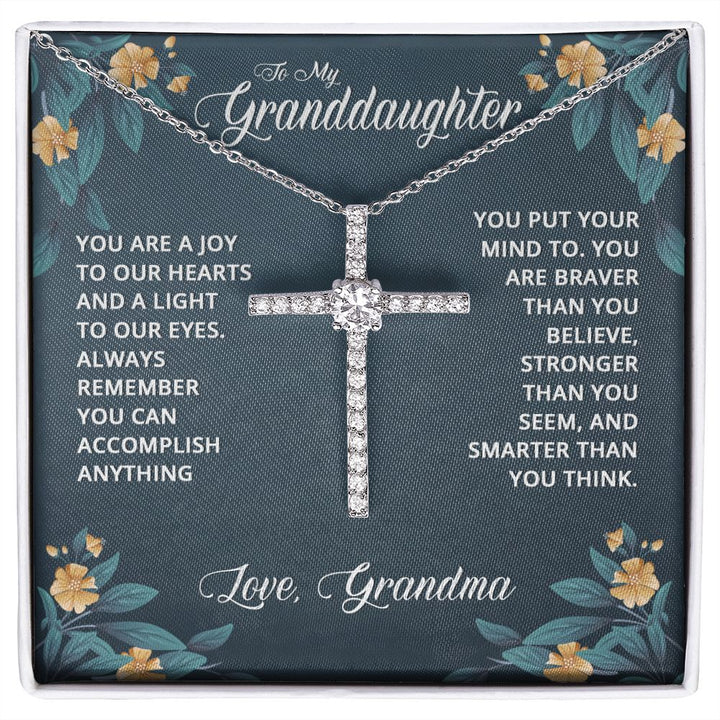 To My Granddaughter | You are a joy to our Heart - CZ Cross Necklace