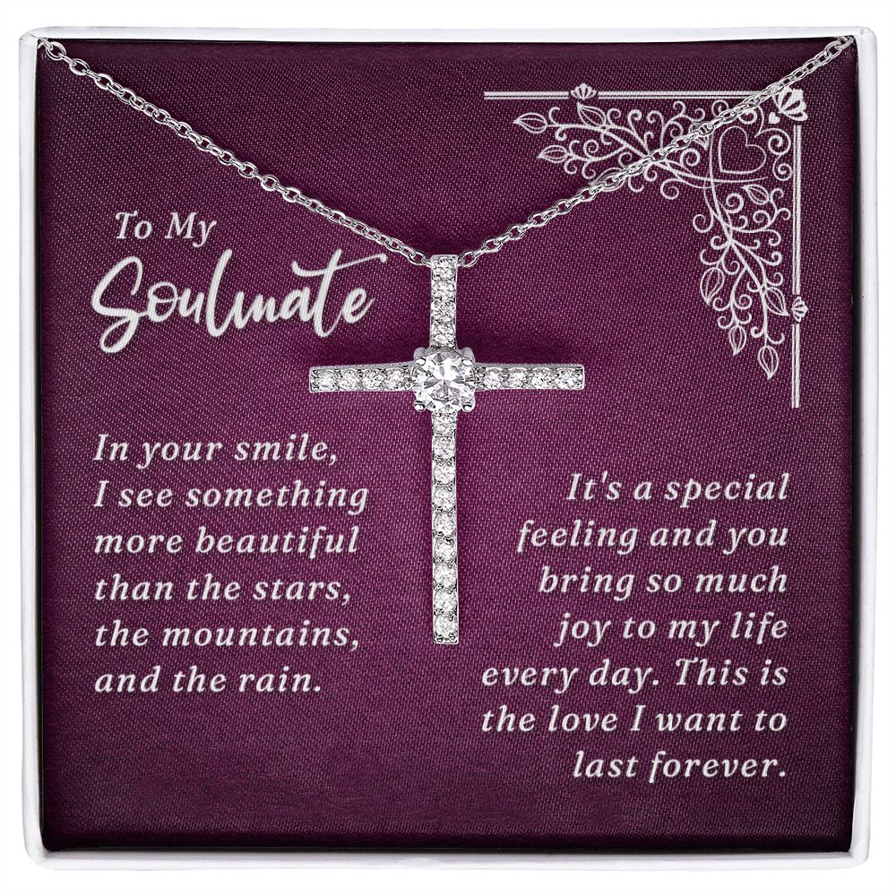 To My Soulmate | In Your Smile - CZ Cross Necklace