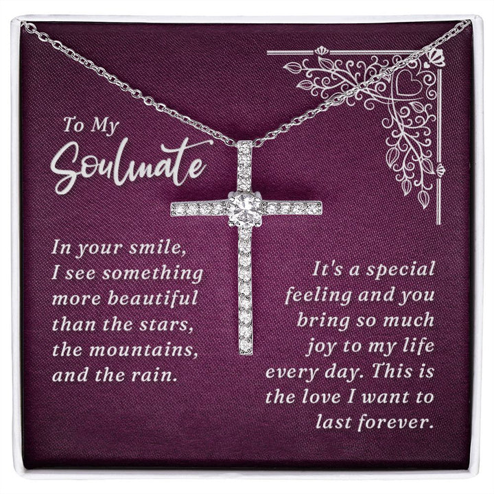 To My Soulmate | In Your Smile - CZ Cross Necklace