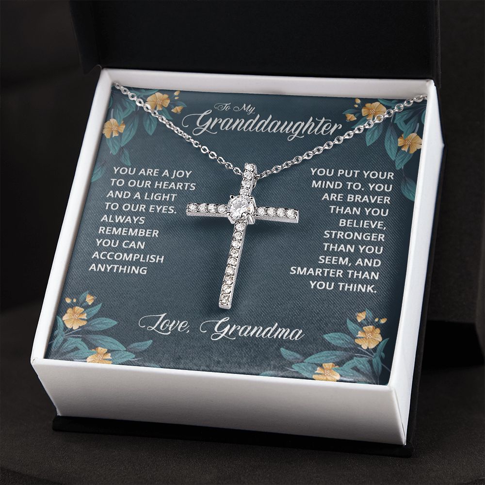 To My Granddaughter | You are a joy to our Heart - CZ Cross Necklace
