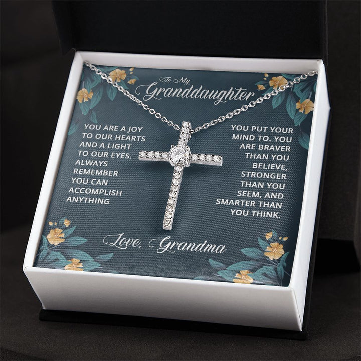 To My Granddaughter | You are a joy to our Heart - CZ Cross Necklace