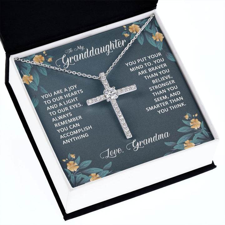 To My Granddaughter | You are a joy to our Heart - CZ Cross Necklace