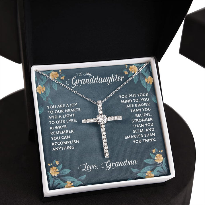 To My Granddaughter | You are a joy to our Heart - CZ Cross Necklace