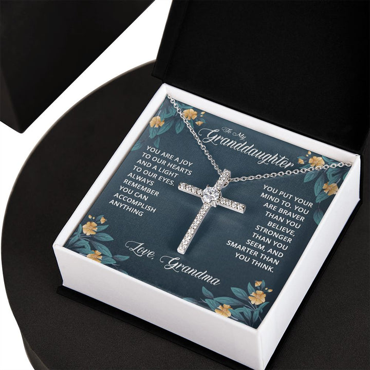 To My Granddaughter | You are a joy to our Heart - CZ Cross Necklace