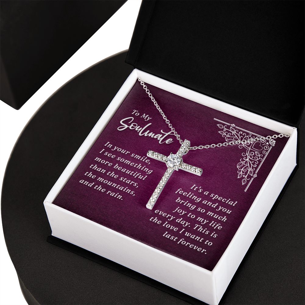 To My Soulmate | In Your Smile - CZ Cross Necklace