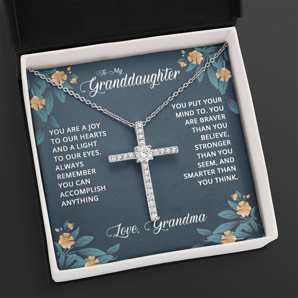 To My Granddaughter | You are a joy to our Heart - CZ Cross Necklace