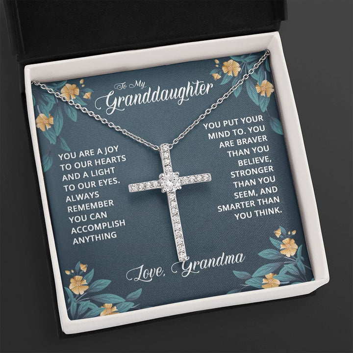 To My Granddaughter | You are a joy to our Heart - CZ Cross Necklace