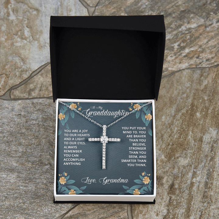 To My Granddaughter | You are a joy to our Heart - CZ Cross Necklace