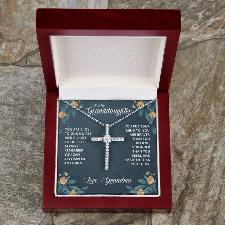 To My Granddaughter | You are a joy to our Heart - CZ Cross Necklace