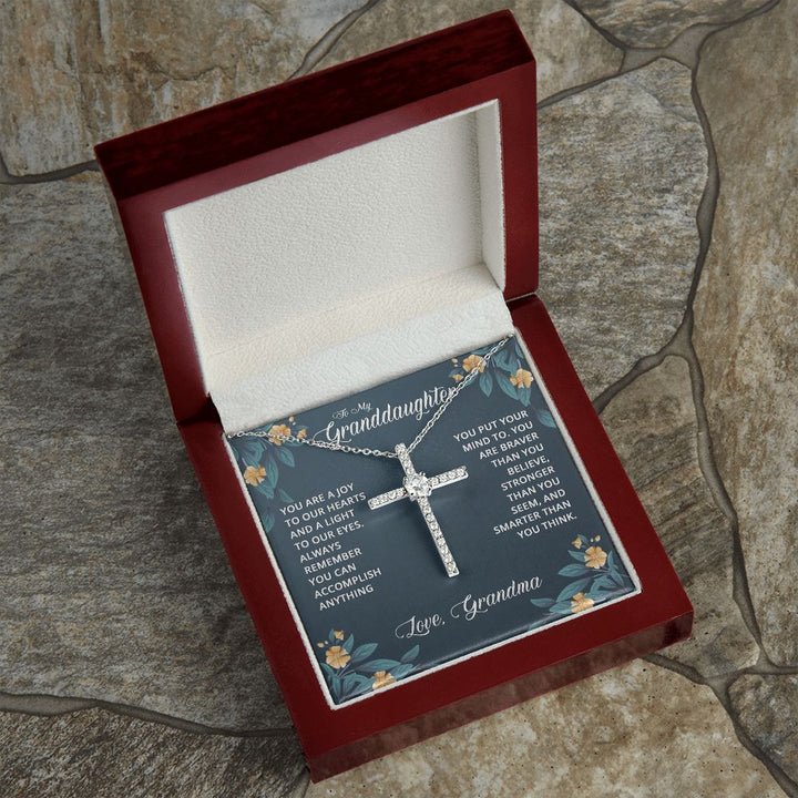 To My Granddaughter | You are a joy to our Heart - CZ Cross Necklace