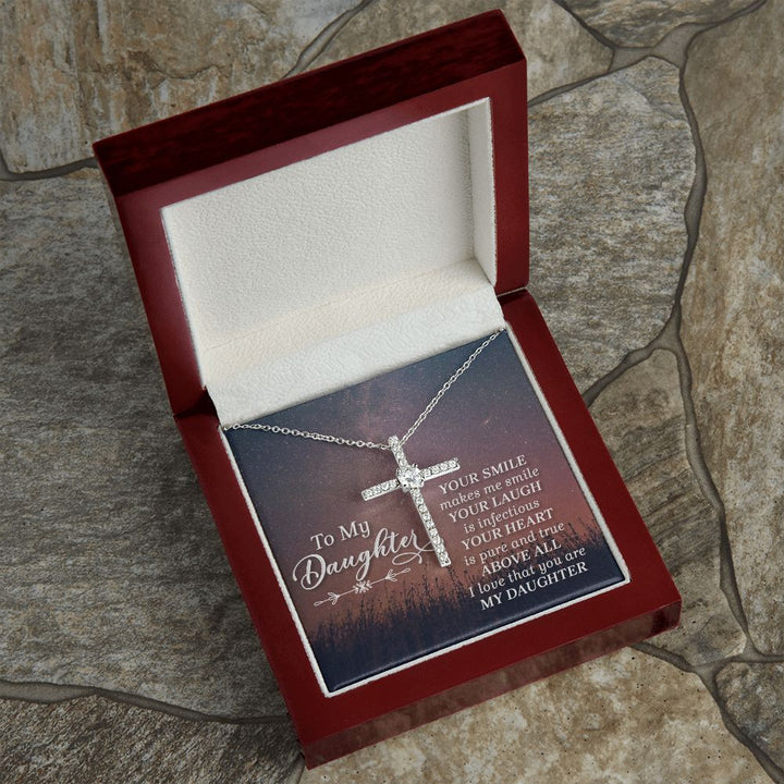 To My Daughter | Her Smile - CZ Cross Necklace