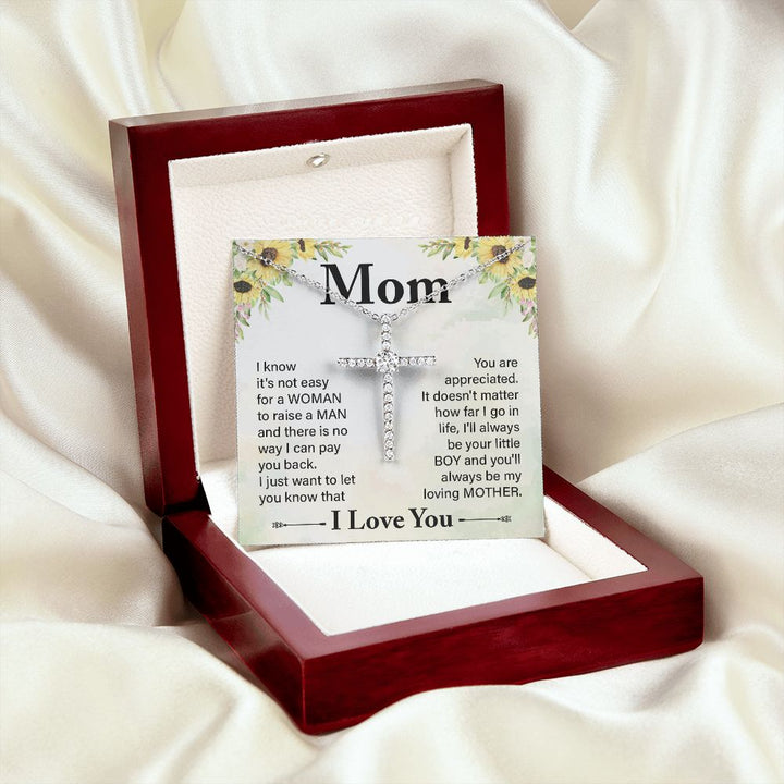 To My Mom | I know it's not easy - CZ Cross Necklace