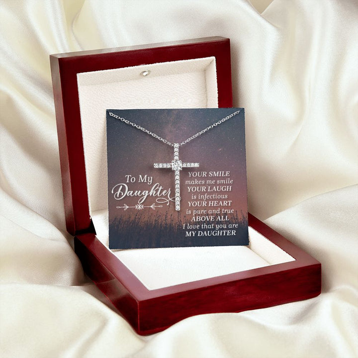 To My Daughter | Her Smile - CZ Cross Necklace