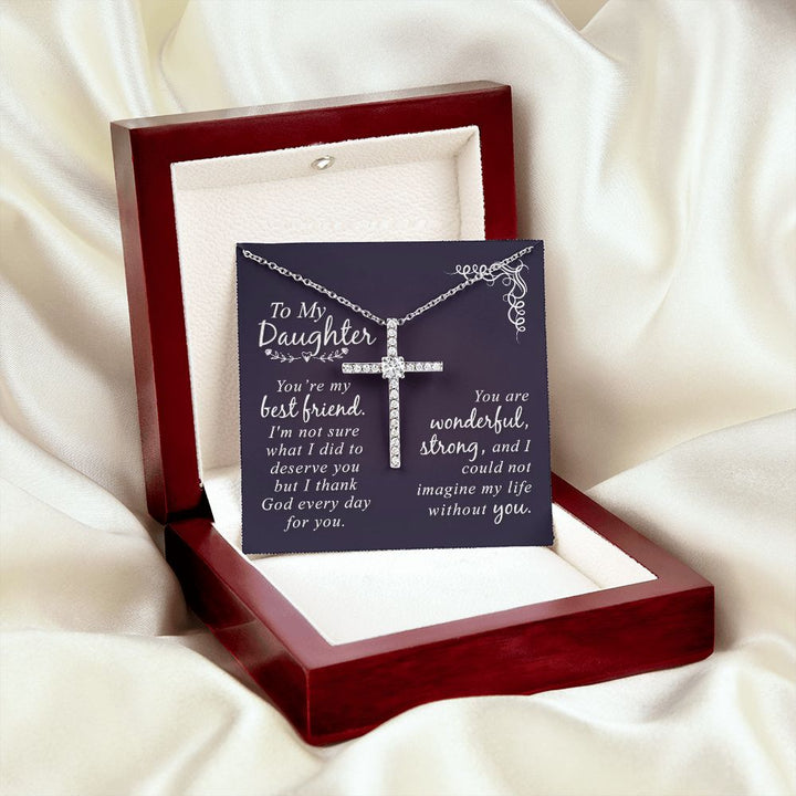 To My Daughter | You are my Best Friend - CZ Cross Necklace
