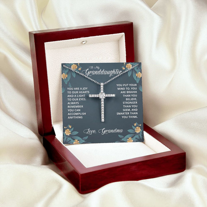 To My Granddaughter | You are a joy to our Heart - CZ Cross Necklace