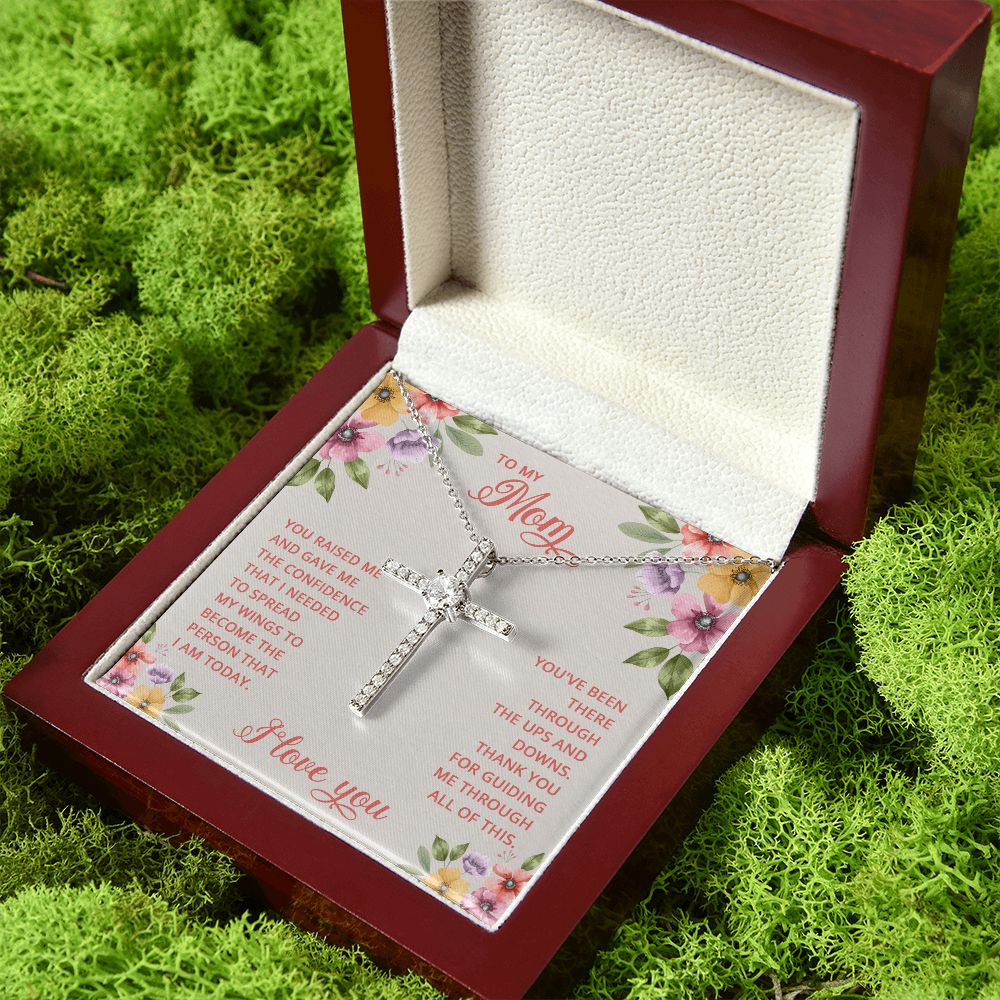 To My Mom | You Raised and Gave me the Confidence - CZ Cross Necklace