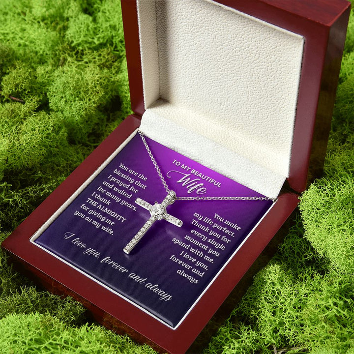 To My Wife | You are the blessing that I prayed for - CZ Cross Necklace