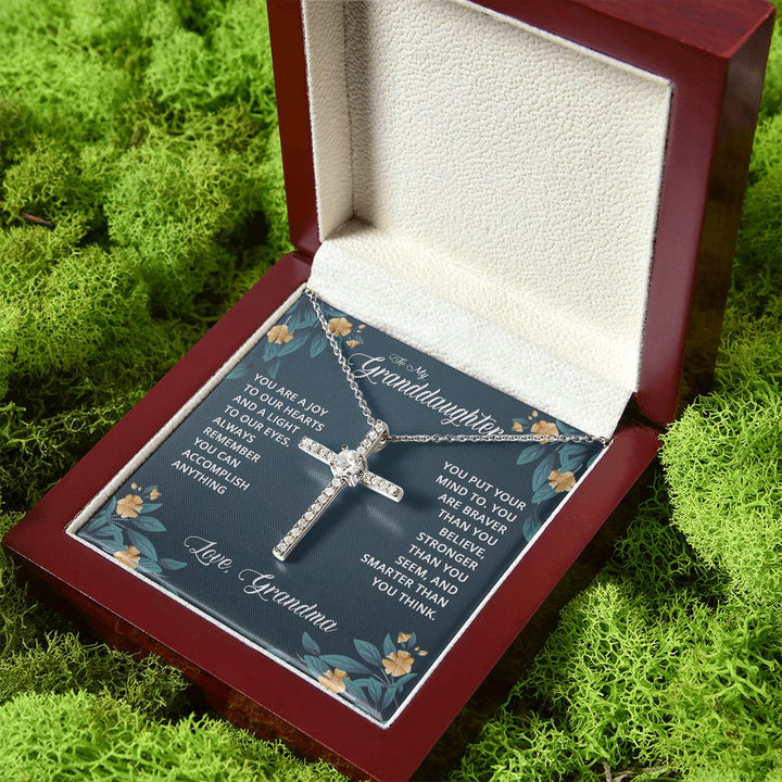 To My Granddaughter | You are a joy to our Heart - CZ Cross Necklace