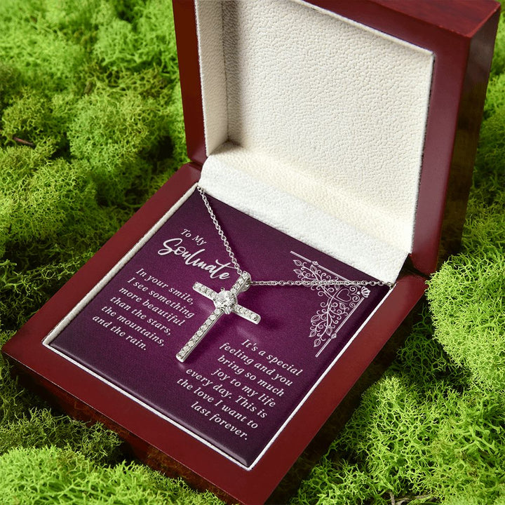 To My Soulmate | In Your Smile - CZ Cross Necklace