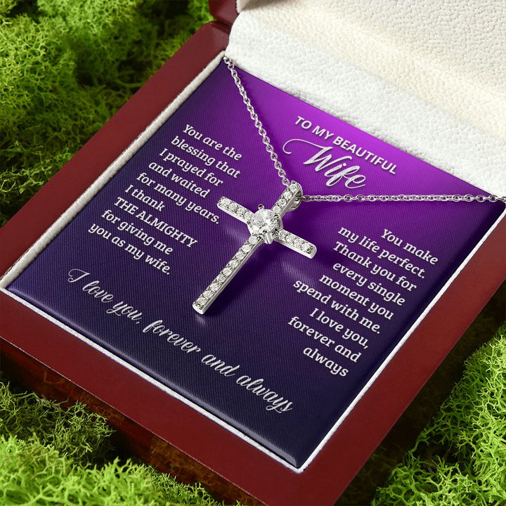 To My Wife | You are the blessing that I prayed for - CZ Cross Necklace