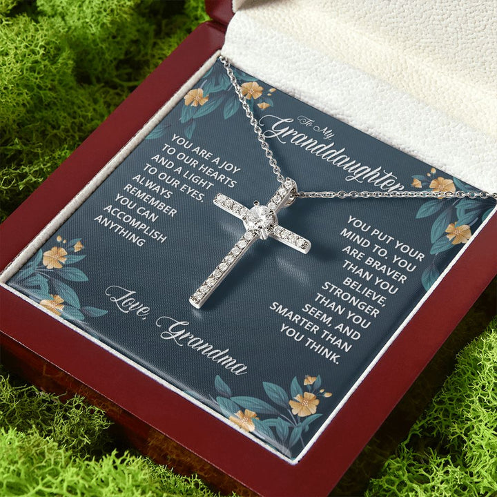 To My Granddaughter | You are a joy to our Heart - CZ Cross Necklace