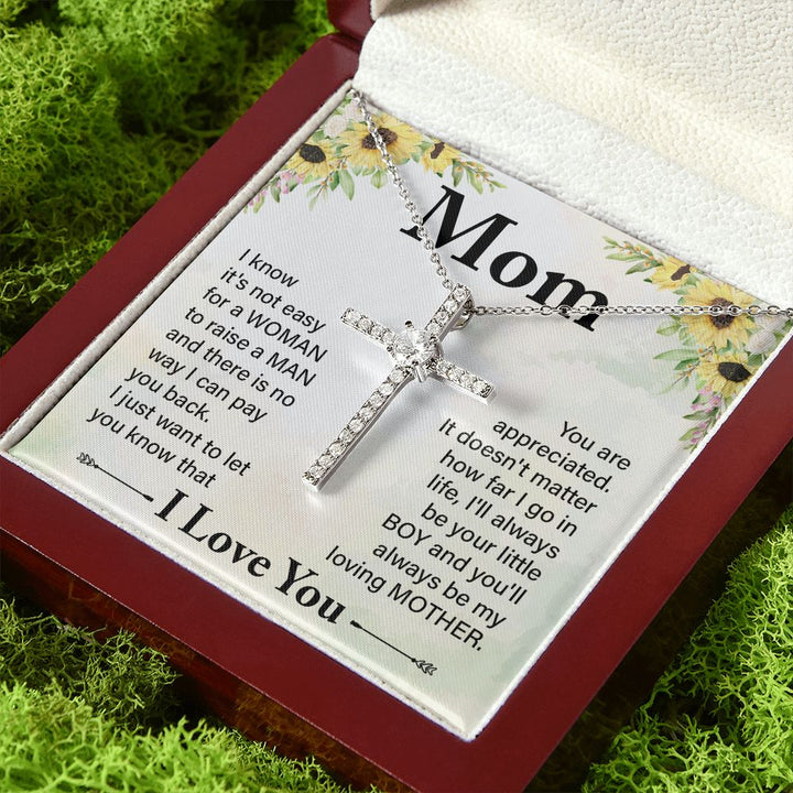 To My Mom | I know it's not easy - CZ Cross Necklace