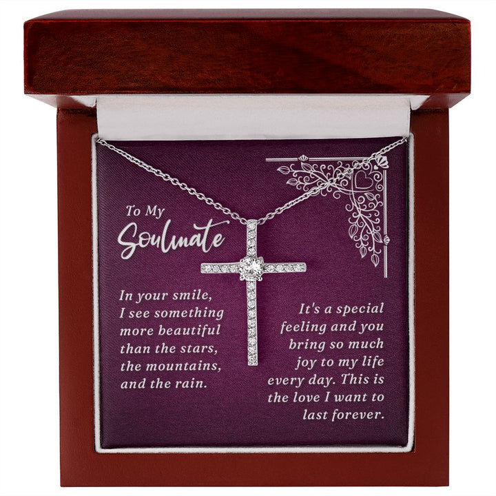 To My Soulmate | In Your Smile - CZ Cross Necklace