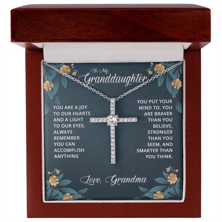 To My Granddaughter | You are a joy to our Heart - CZ Cross Necklace